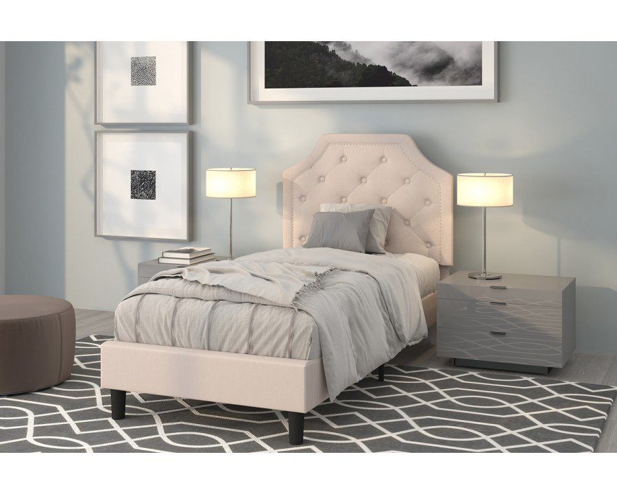 BLNK Brighton Tufted Upholstered Platform Bed - Beige, Twin Size