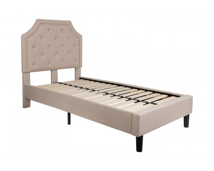 BLNK Brighton Tufted Upholstered Platform Bed - Beige, Twin Size