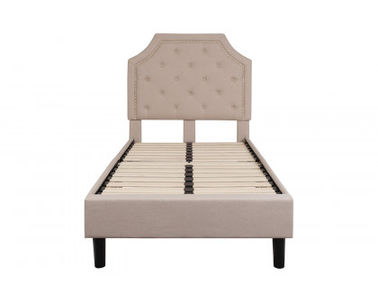 BLNK Brighton Tufted Upholstered Platform Bed - Beige, Twin Size