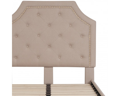 BLNK Brighton Tufted Upholstered Platform Bed - Beige, Twin Size