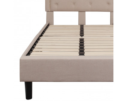 BLNK Brighton Tufted Upholstered Platform Bed - Beige, Twin Size