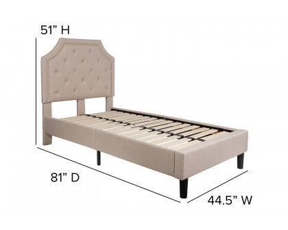 BLNK Brighton Tufted Upholstered Platform Bed - Beige, Twin Size