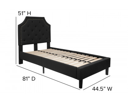 BLNK Brighton Tufted Upholstered Platform Bed - Black, Twin Size