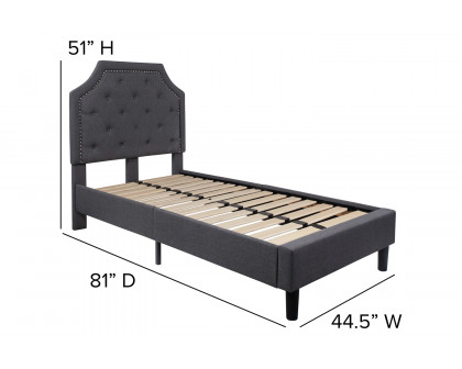 BLNK Brighton Tufted Upholstered Platform Bed - Dark Gray, Twin Size