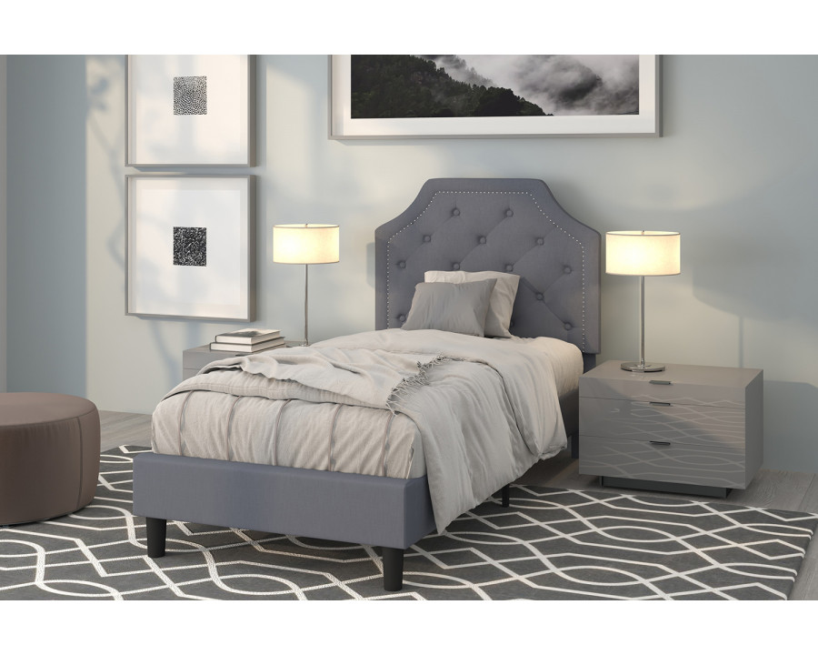 BLNK Brighton Tufted Upholstered Platform Bed - Light Gray, Twin Size