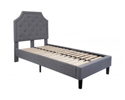 BLNK Brighton Tufted Upholstered Platform Bed - Light Gray, Twin Size