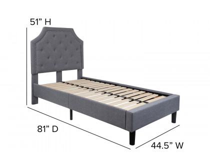 BLNK Brighton Tufted Upholstered Platform Bed - Light Gray, Twin Size