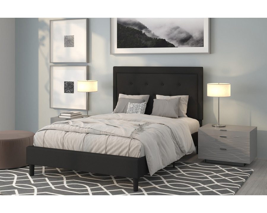 BLNK Roxbury Tufted Upholstered Platform Bed - Black, Full Size