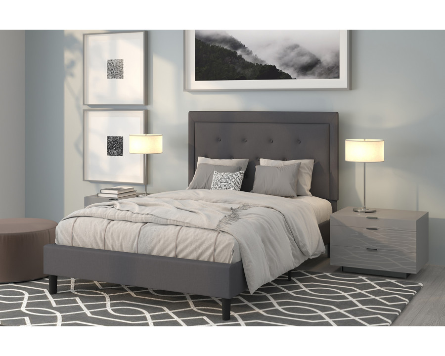 BLNK Roxbury Tufted Upholstered Platform Bed - Dark Gray, Full Size