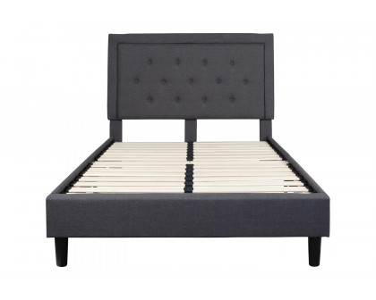 BLNK Roxbury Tufted Upholstered Platform Bed - Dark Gray, Full Size