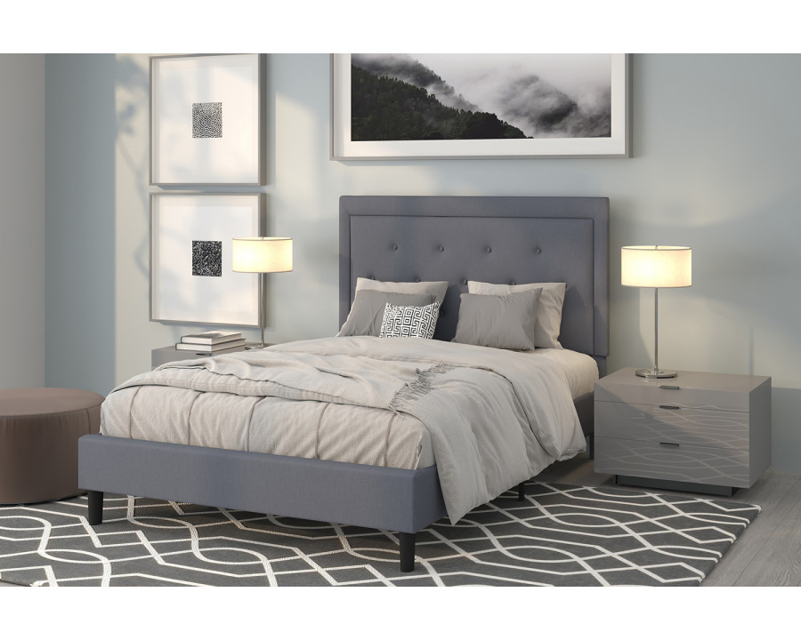 BLNK Roxbury Tufted Upholstered Platform Bed - Light Gray, Full Size