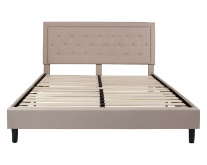 BLNK Roxbury Tufted Upholstered Platform Bed - Beige, King Size