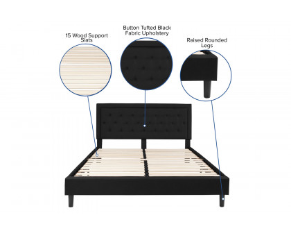 BLNK Roxbury Tufted Upholstered Platform Bed - Black, King Size