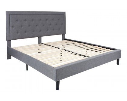 BLNK Roxbury Tufted Upholstered Platform Bed - Light Gray, King Size