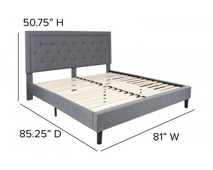 BLNK Roxbury Tufted Upholstered Platform Bed - Light Gray, King Size