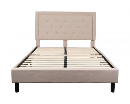 BLNK Roxbury Tufted Upholstered Platform Bed - Beige, Queen Size