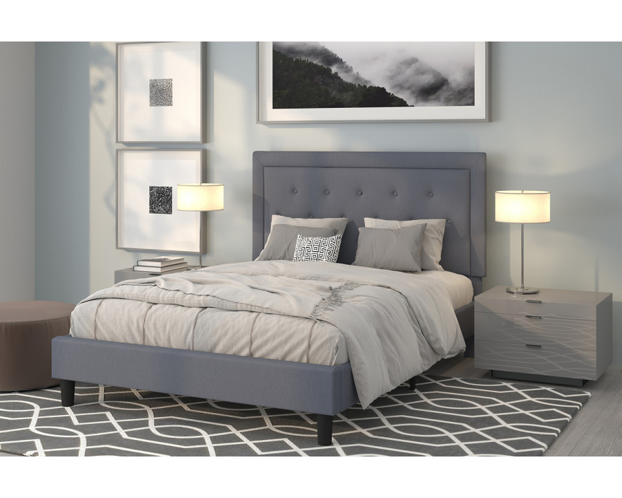 BLNK Roxbury Tufted Upholstered Platform Bed - Light Gray, Queen Size