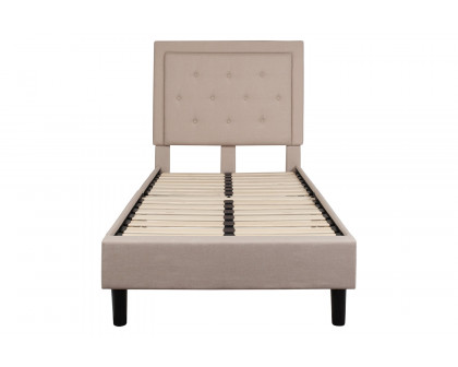 BLNK Roxbury Tufted Upholstered Platform Bed - Beige, Twin Size