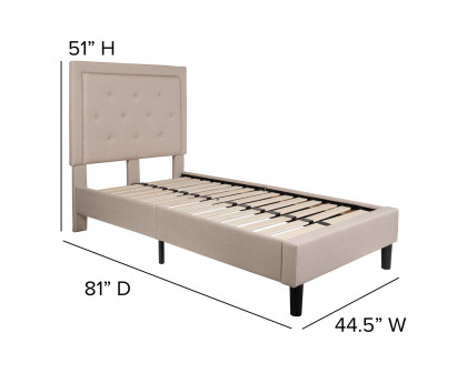 BLNK Roxbury Tufted Upholstered Platform Bed - Beige, Twin Size