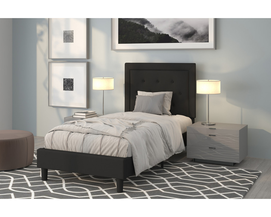 BLNK Roxbury Tufted Upholstered Platform Bed - Black, Twin Size