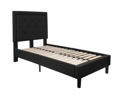 BLNK Roxbury Tufted Upholstered Platform Bed - Black, Twin Size