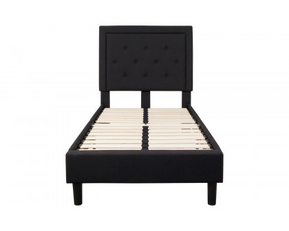 BLNK Roxbury Tufted Upholstered Platform Bed - Black, Twin Size