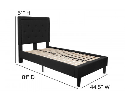 BLNK Roxbury Tufted Upholstered Platform Bed - Black, Twin Size