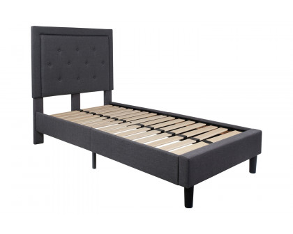 BLNK Roxbury Tufted Upholstered Platform Bed - Dark Gray, Twin Size