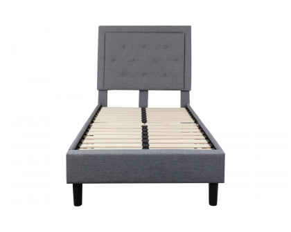 BLNK Roxbury Tufted Upholstered Platform Bed - Light Gray, Twin Size