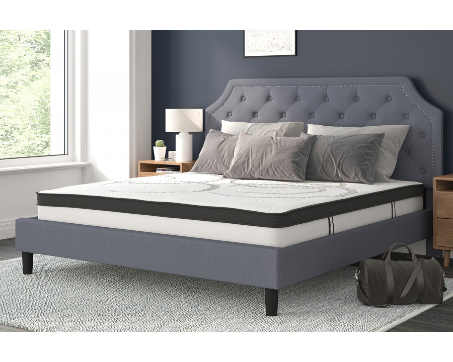 BLNK - Brighton Tufted Upholstered Platform Bed with 10" CertiPUR-US Certified Pocket Spring Mattress