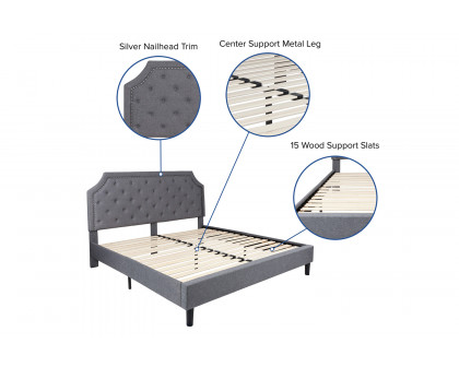 BLNK - Brighton Tufted Upholstered Platform Bed with 10" CertiPUR-US Certified Pocket Spring Mattress