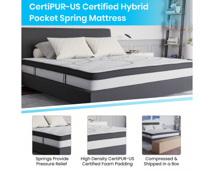 BLNK - Brighton Tufted Upholstered Platform Bed with 10" CertiPUR-US Certified Pocket Spring Mattress