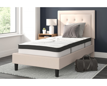 BLNK Roxbury Tufted Upholstered Platform Bed with 10" CertiPUR-US Certified Pocket Spring Mattress