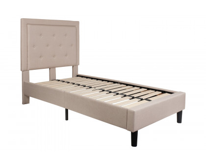 BLNK™ Roxbury Tufted Upholstered Platform Bed with 10" CertiPUR-US Certified Pocket Spring Mattress - Beige, Twin Size