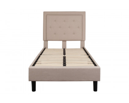 BLNK™ Roxbury Tufted Upholstered Platform Bed with 10" CertiPUR-US Certified Pocket Spring Mattress - Beige, Twin Size