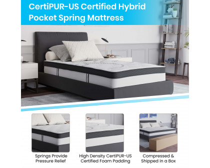 BLNK™ Roxbury Tufted Upholstered Platform Bed with 10" CertiPUR-US Certified Pocket Spring Mattress - Beige, Twin Size