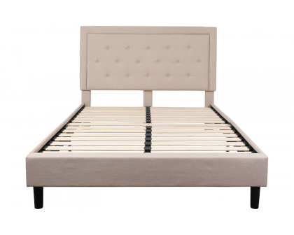 BLNK™ Roxbury Tufted Upholstered Platform Bed with 10" CertiPUR-US Certified Pocket Spring Mattress - Beige, Queen Size