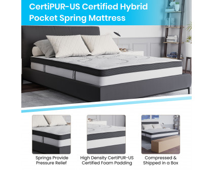 BLNK™ Roxbury Tufted Upholstered Platform Bed with 10" CertiPUR-US Certified Pocket Spring Mattress - Beige, Queen Size