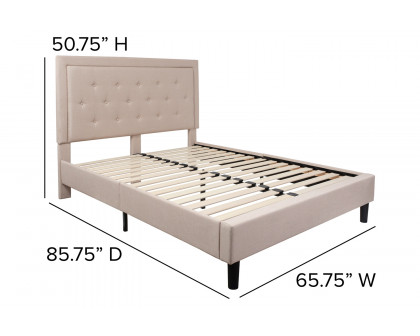 BLNK™ Roxbury Tufted Upholstered Platform Bed with 10" CertiPUR-US Certified Pocket Spring Mattress - Beige, Queen Size