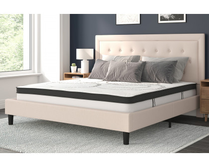 BLNK Roxbury Tufted Upholstered Platform Bed with 10" CertiPUR-US Certified Pocket Spring Mattress