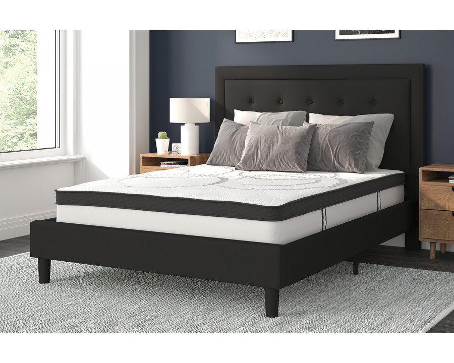 BLNK Roxbury Tufted Upholstered Platform Bed with 10" CertiPUR-US Certified Pocket Spring Mattress