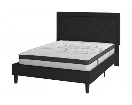 BLNK™ Roxbury Tufted Upholstered Platform Bed with 10" CertiPUR-US Certified Pocket Spring Mattress - Black, Queen Size