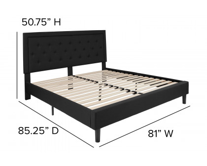 BLNK Roxbury Tufted Upholstered Platform Bed with 10" CertiPUR-US Certified Pocket Spring Mattress - Black, King Size