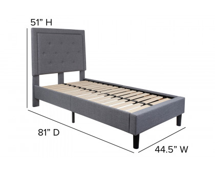 BLNK Roxbury Tufted Upholstered Platform Bed with 10" CertiPUR-US Certified Pocket Spring Mattress - Light Gray, Twin Size