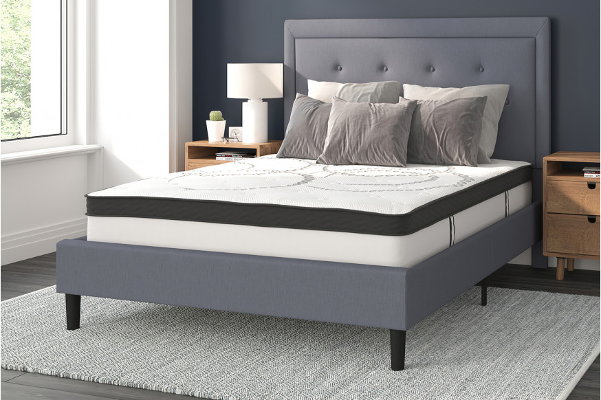 BLNK™ Roxbury Tufted Upholstered Platform Bed with 10" CertiPUR-US Certified Pocket Spring Mattress - Light Gray, Full Size