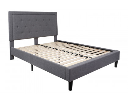 BLNK™ Roxbury Tufted Upholstered Platform Bed with 10" CertiPUR-US Certified Pocket Spring Mattress - Light Gray, Queen Size