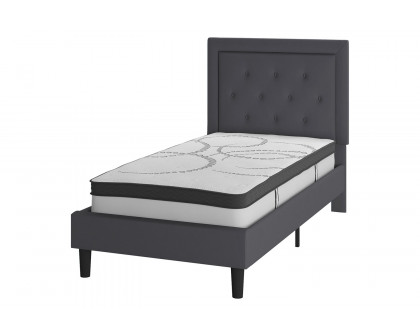 BLNK™ Roxbury Tufted Upholstered Platform Bed with 10" CertiPUR-US Certified Pocket Spring Mattress - Dark Gray, Twin Size