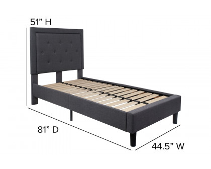 BLNK™ Roxbury Tufted Upholstered Platform Bed with 10" CertiPUR-US Certified Pocket Spring Mattress - Dark Gray, Twin Size