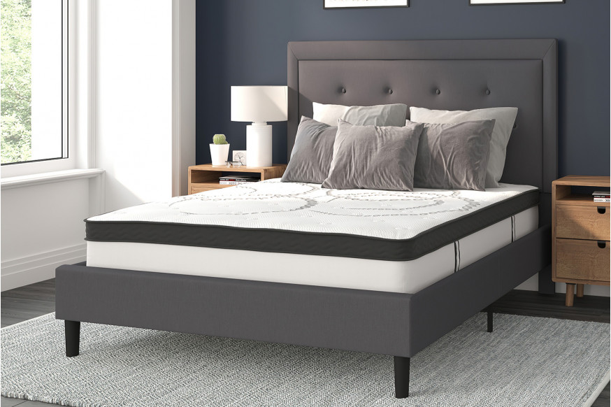 BLNK™ Roxbury Tufted Upholstered Platform Bed with 10" CertiPUR-US Certified Pocket Spring Mattress - Dark Gray, Full Size