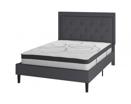 BLNK™ Roxbury Tufted Upholstered Platform Bed with 10" CertiPUR-US Certified Pocket Spring Mattress - Dark Gray, Full Size